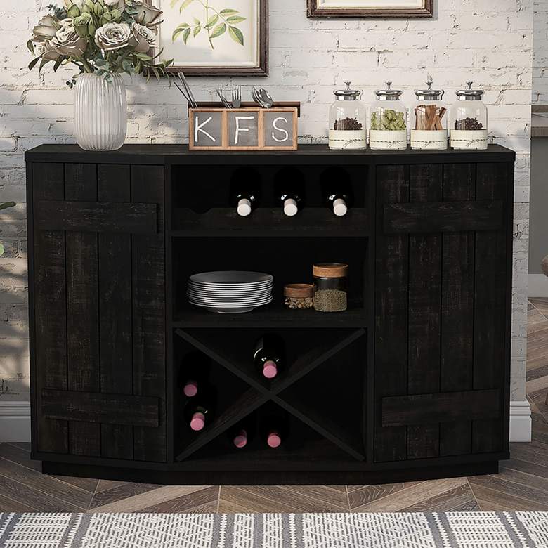 Image 1 Shutler 47 1/4" Wide Reclaimed Black Oak Wood 5-Shelf Buffet