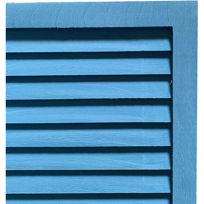 Image 3 Shutter 48" Wide Blue Slat 3-Panel Screen/Room Divider more views