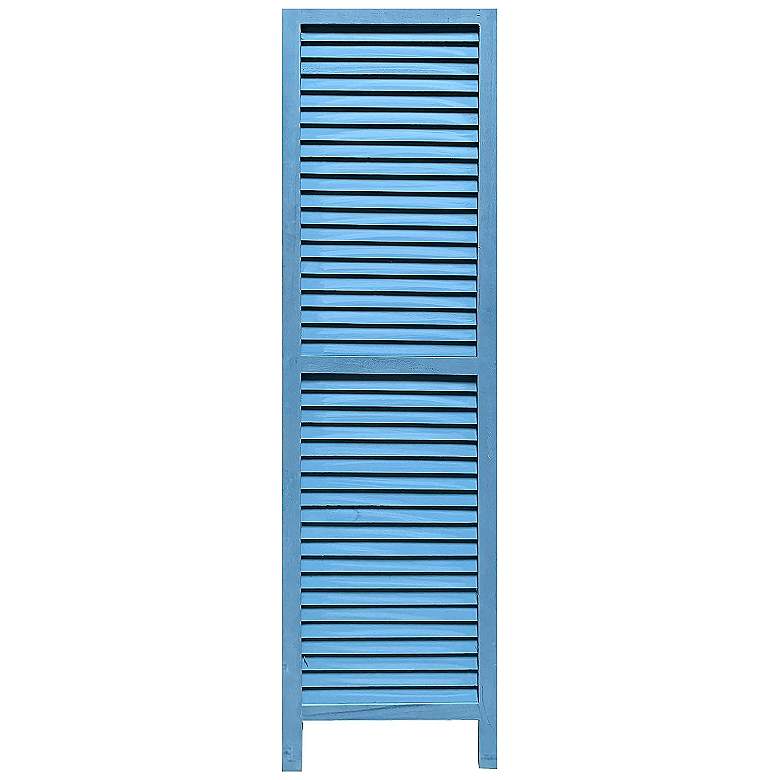 Image 4 Shutter 48" Wide Blue Slat 3-Panel Screen/Room Divider more views