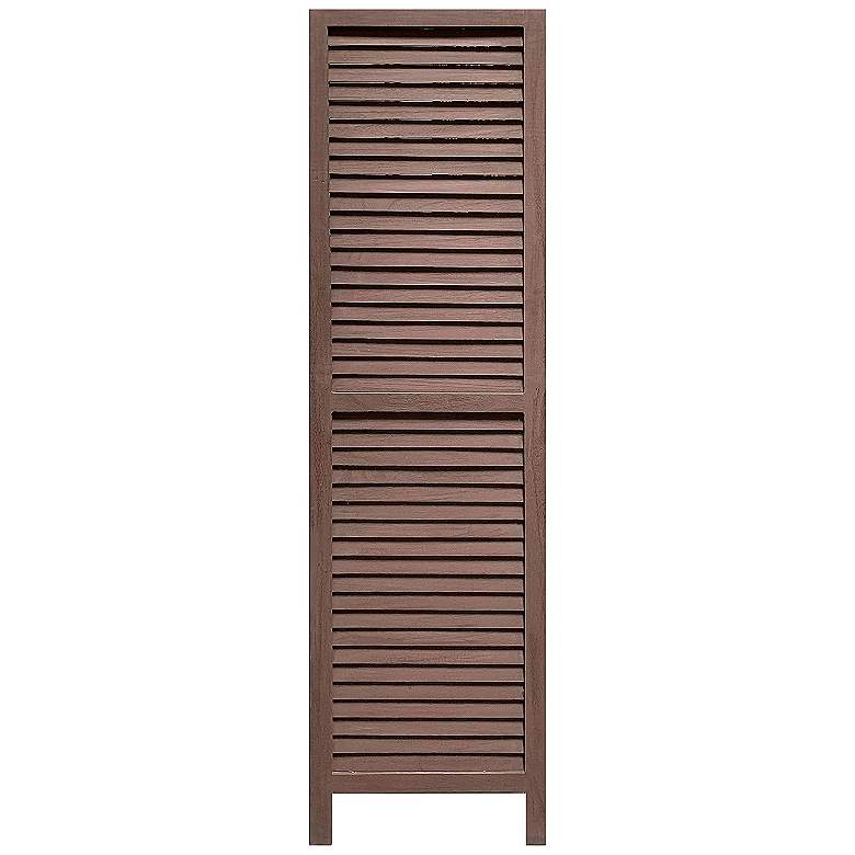 Image 4 Shutter 48"W Washed Brown Slat 3-Panel Screen/Room Divider more views