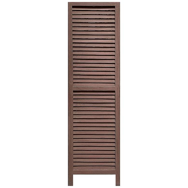 Image 4 Shutter 48 inchW Washed Brown Slat 3-Panel Screen/Room Divider more views