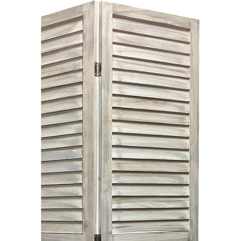 Image 3 Shutter 48 inchW Washed White Slat 3-Panel Screen/Room Divider more views