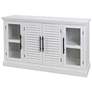 Shutter White 60" Wide Wood Black Handle 4-Door Cabinet