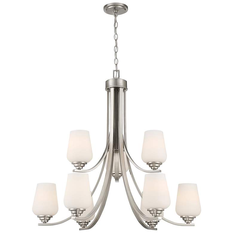 Image 1 Shyloh 31 1/2" Wide Brushed Nickel 9-Light Chandelier