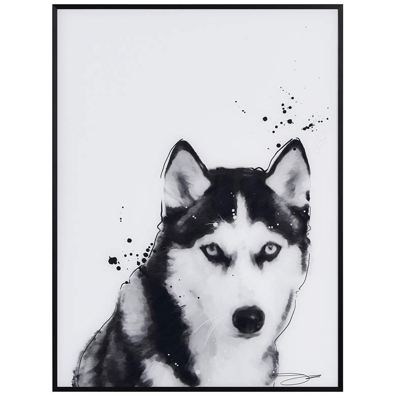 Image 2 Siberian Husky 24"x18" Printed Glass Framed Wall Art