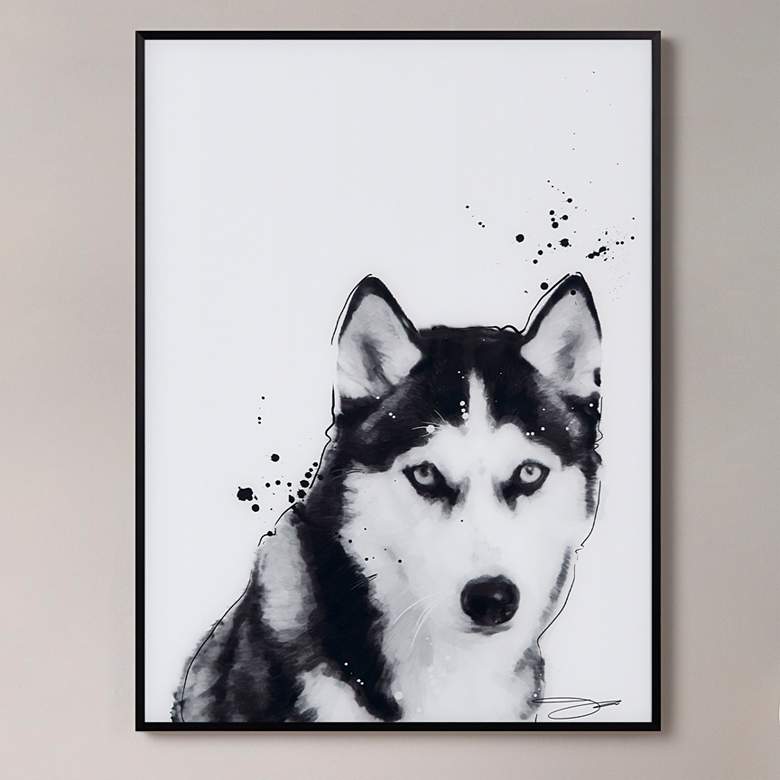 Image 1 Siberian Husky 24"x18" Printed Glass Framed Wall Art