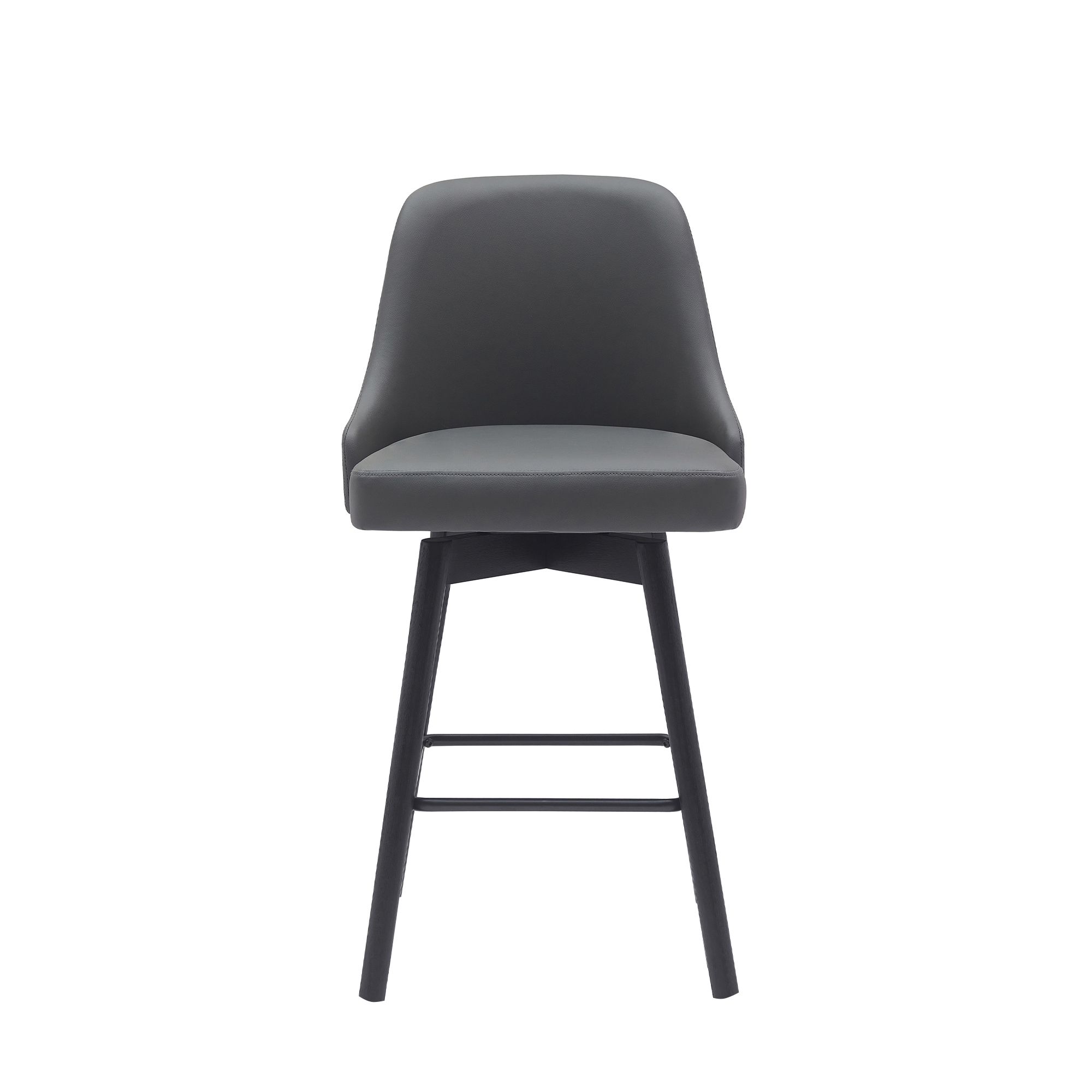 Image 3 Sicily 26 in. Swivel Barstool in Black Wood and Grey Faux Leather more views