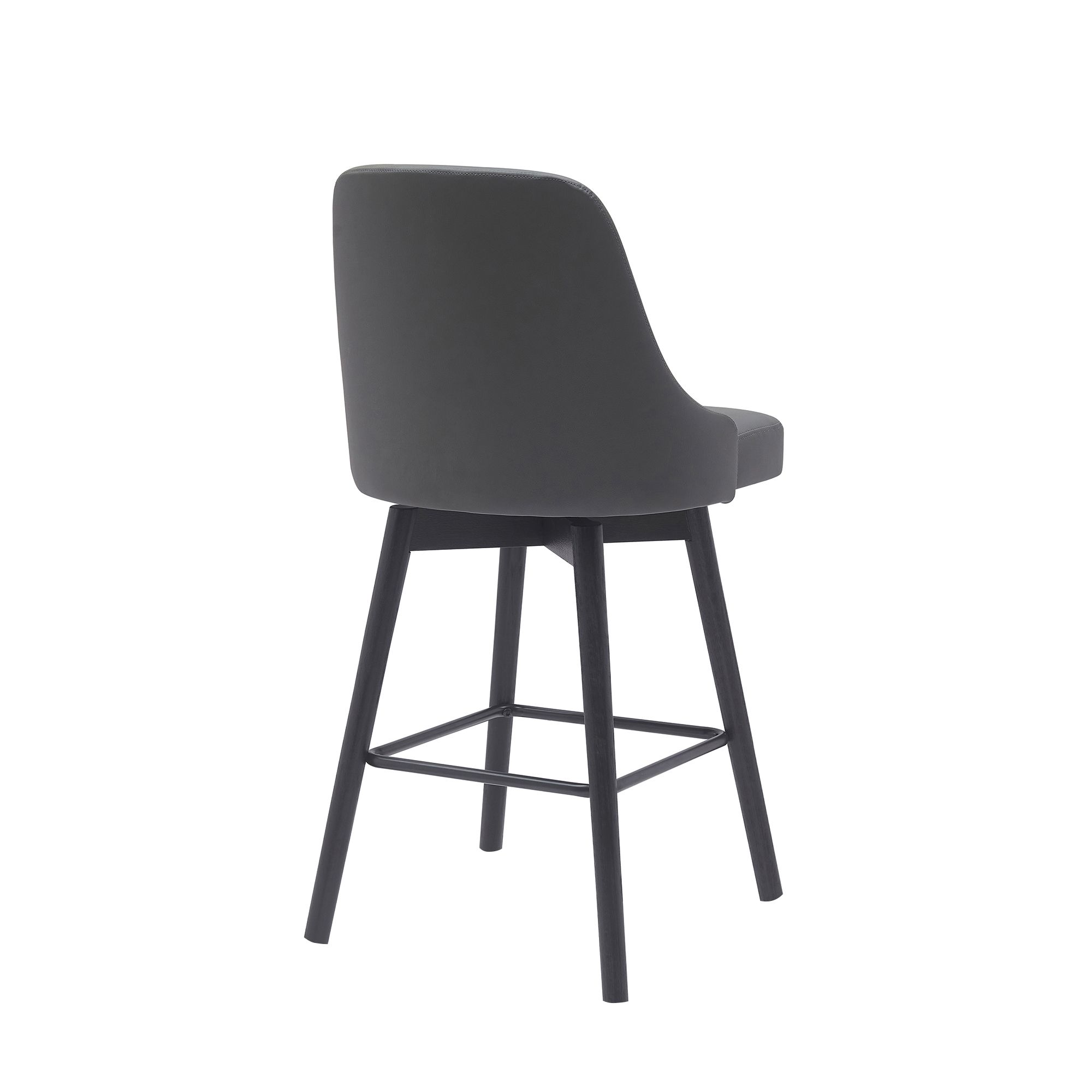 Image 4 Sicily 26 in. Swivel Barstool in Black Wood and Grey Faux Leather more views