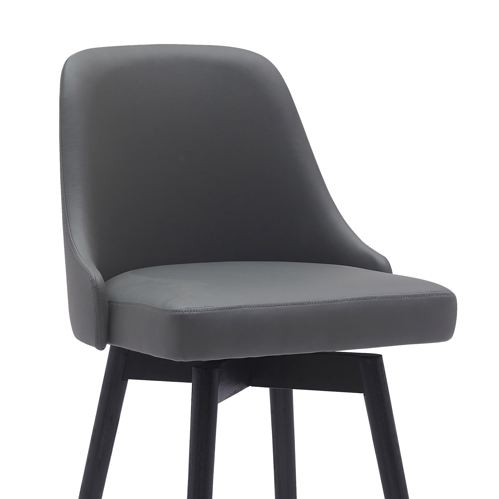 Image 5 Sicily 26 in. Swivel Barstool in Black Wood and Grey Faux Leather more views