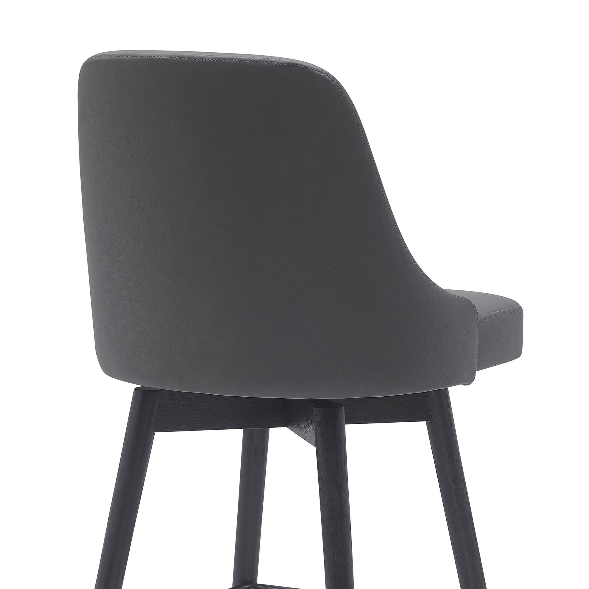 Image 6 Sicily 26 in. Swivel Barstool in Black Wood and Grey Faux Leather more views