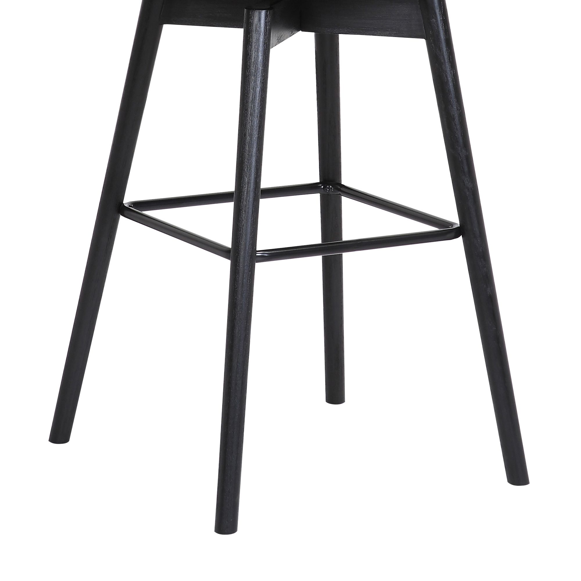 Sicily 26 in. Swivel Barstool in Black Wood and Grey Faux Leather