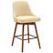 Sicily 26 in. Swivel Barstool in Walnut Wood and Cream Faux Leather