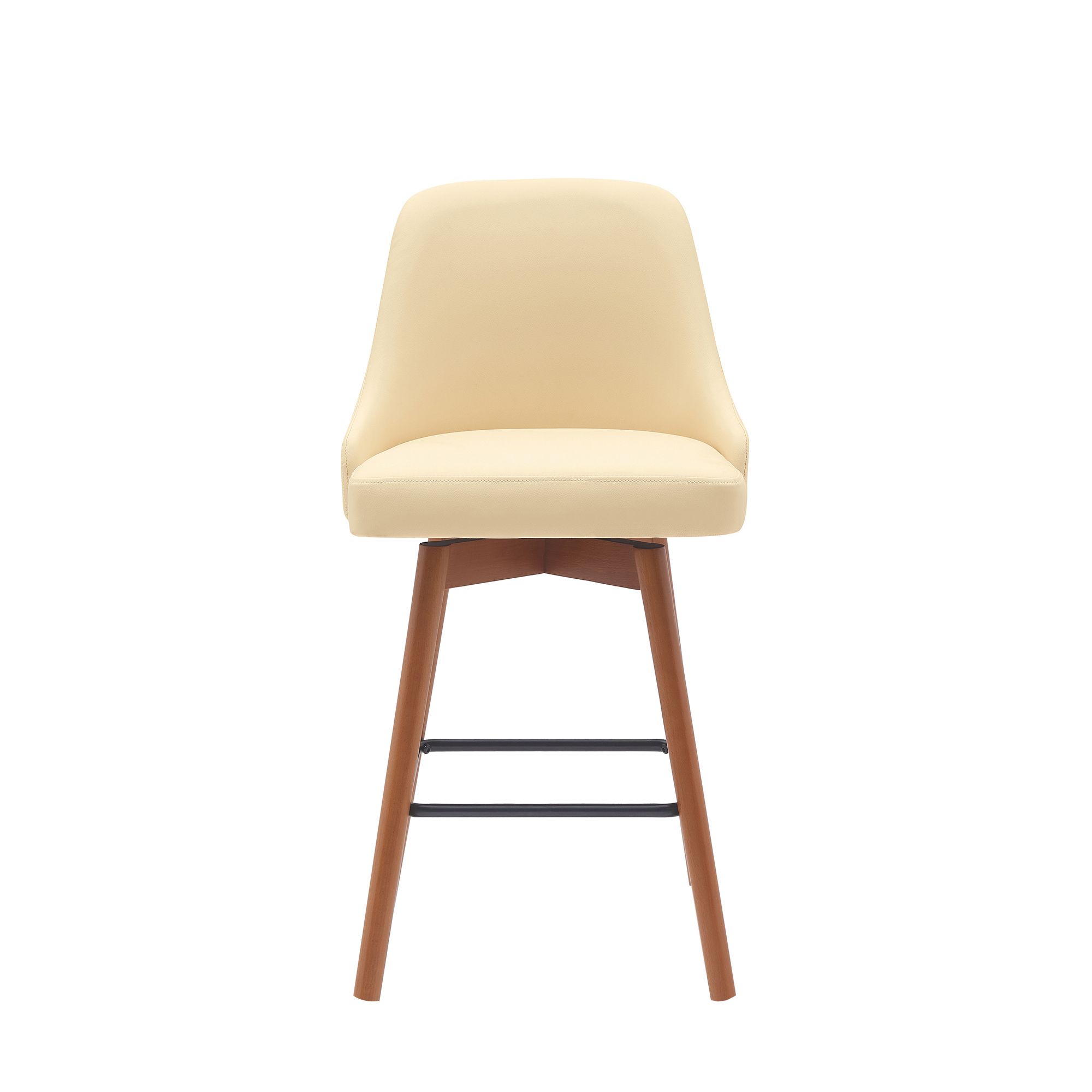 Image 3 Sicily 26 in. Swivel Barstool in Walnut Wood and Cream Faux Leather more views