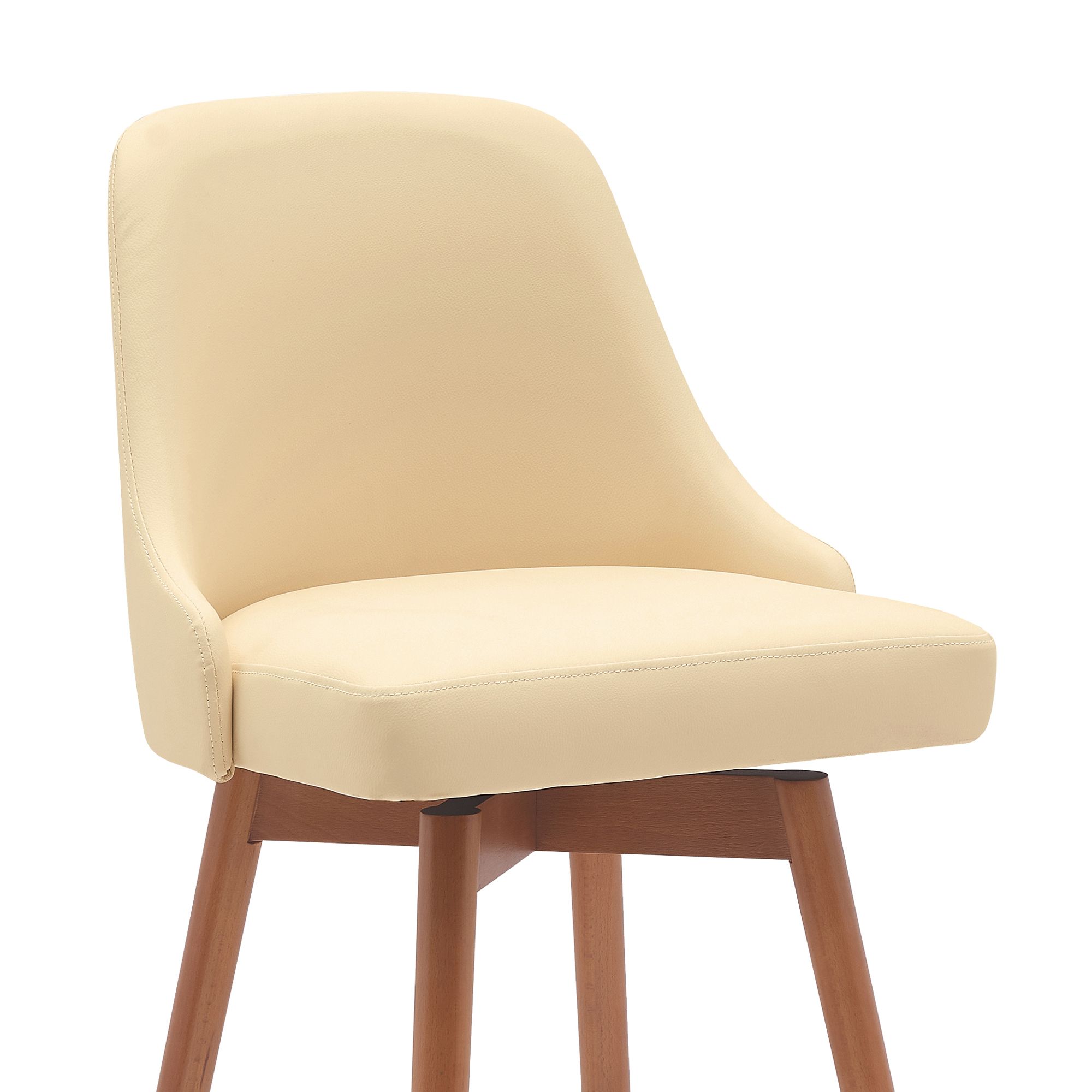 Image 5 Sicily 26 in. Swivel Barstool in Walnut Wood and Cream Faux Leather more views