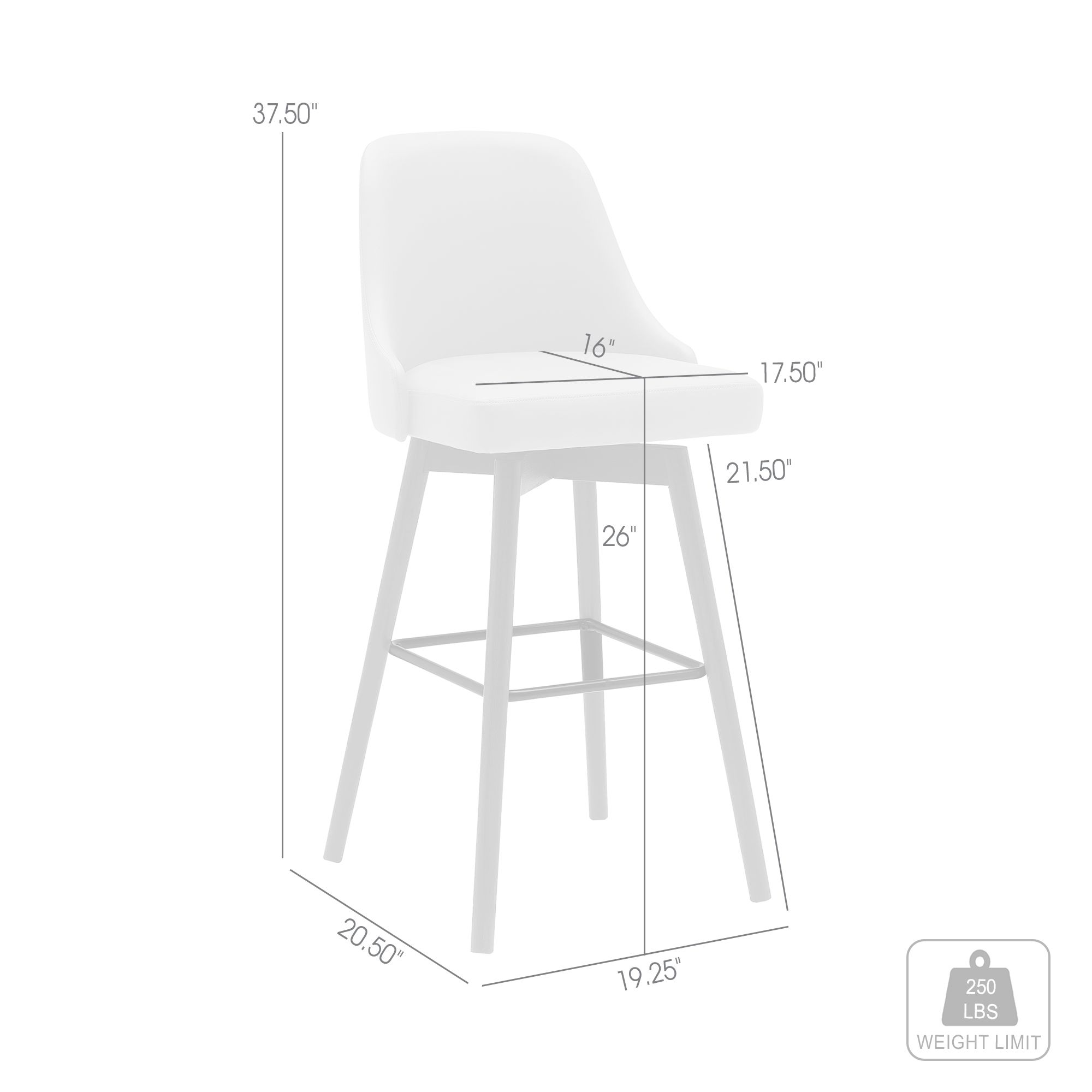 Sicily 26 in. Swivel Barstool in Walnut Wood and Cream Faux Leather