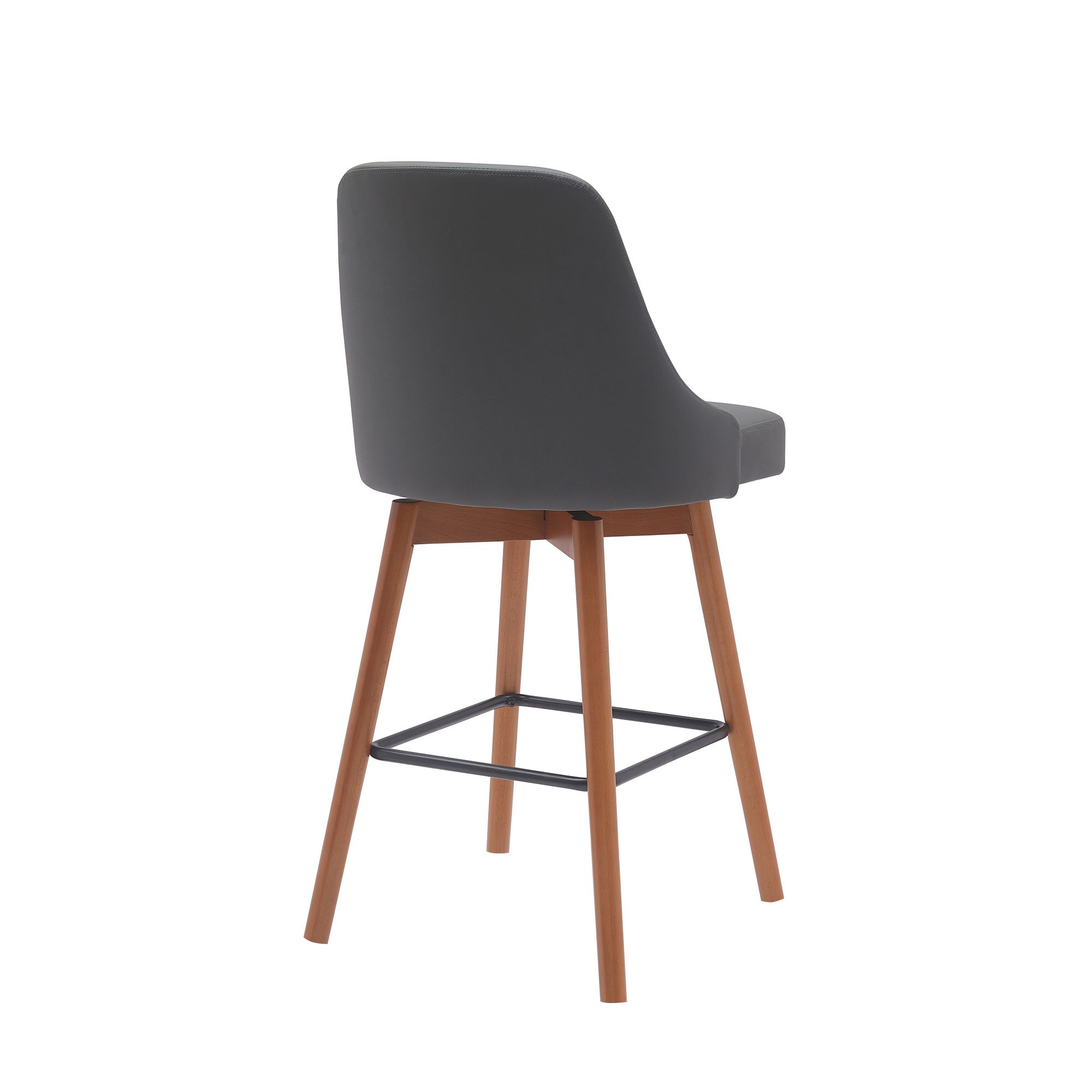 Image 4 Sicily 26 in. Swivel Barstool in Walnut Wood and Grey Faux Leather more views