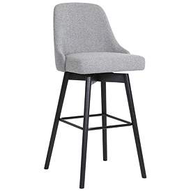 Image1 of Sicily 26 In. Swivel Counter Stool in Black Wood and Light Grey Fabric