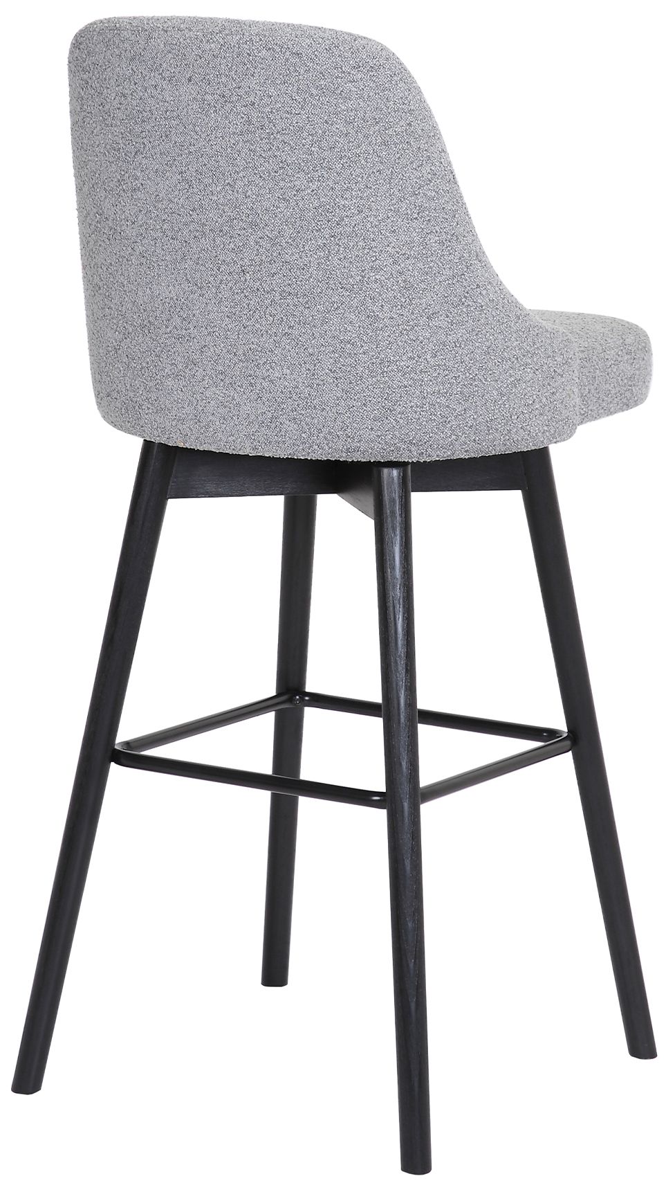 Image 5 Sicily 26 In. Swivel Counter Stool in Black Wood and Light Grey Fabric more views