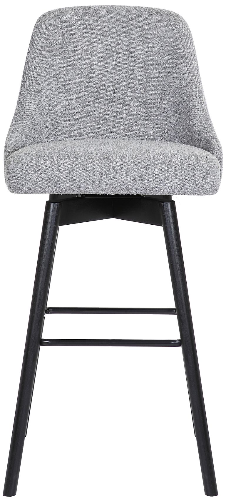 Image 3 Sicily 30 In. Swivel Bar Stool in Black Wood and Light Grey Fabric more views