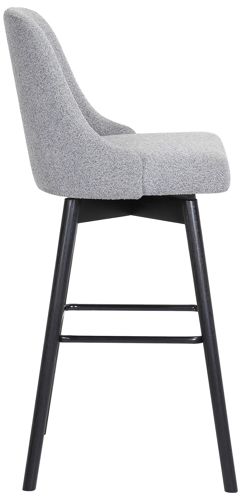 Image 4 Sicily 30 In. Swivel Bar Stool in Black Wood and Light Grey Fabric more views
