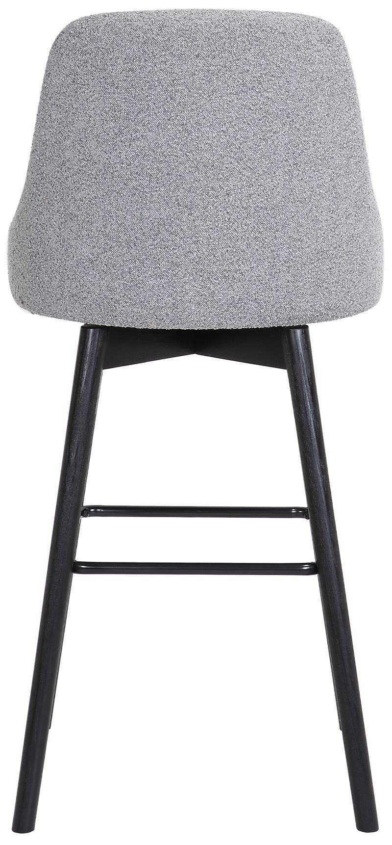 Image 6 Sicily 30 In. Swivel Bar Stool in Black Wood and Light Grey Fabric more views