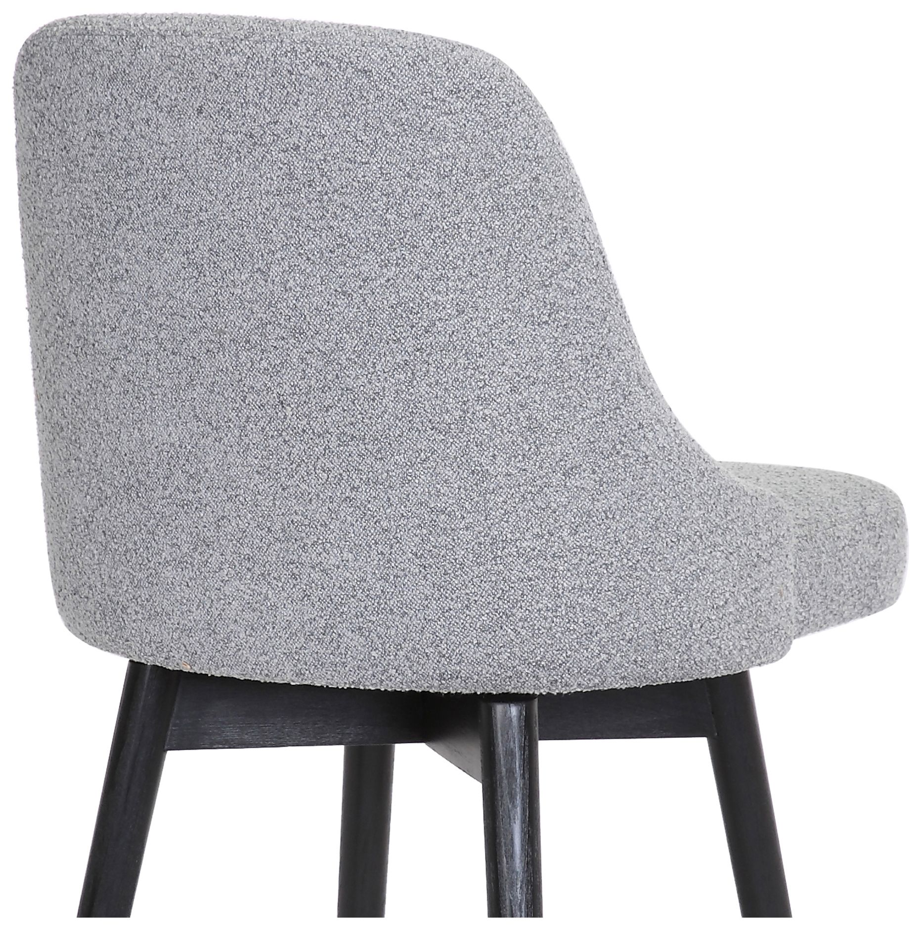 Sicily 30 In. Swivel Bar Stool in Black Wood and Light Grey Fabric