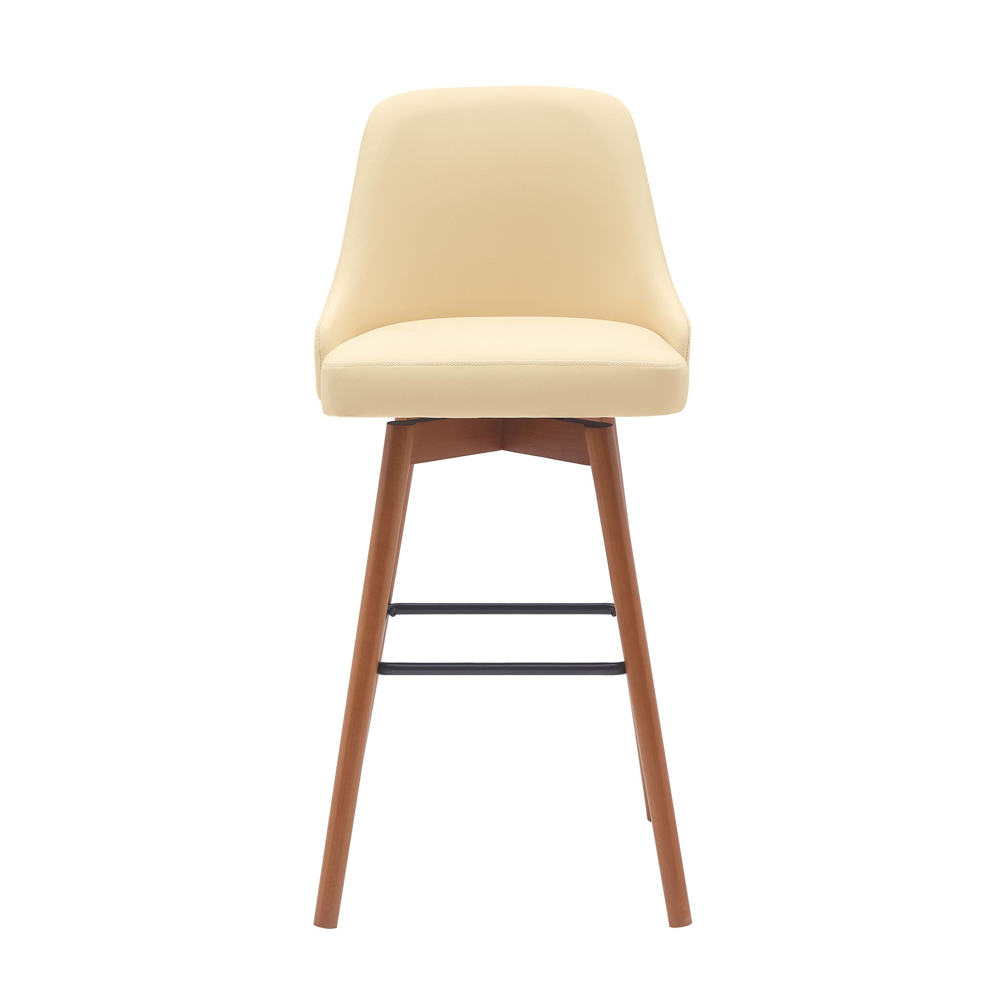Image 3 Sicily 30 in. Swivel Barstool in Walnut Wood and Cream Faux Leather more views