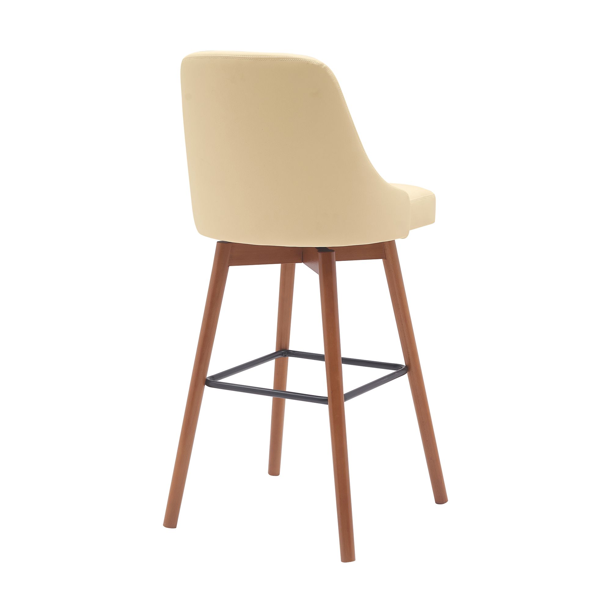 Image 4 Sicily 30 in. Swivel Barstool in Walnut Wood and Cream Faux Leather more views