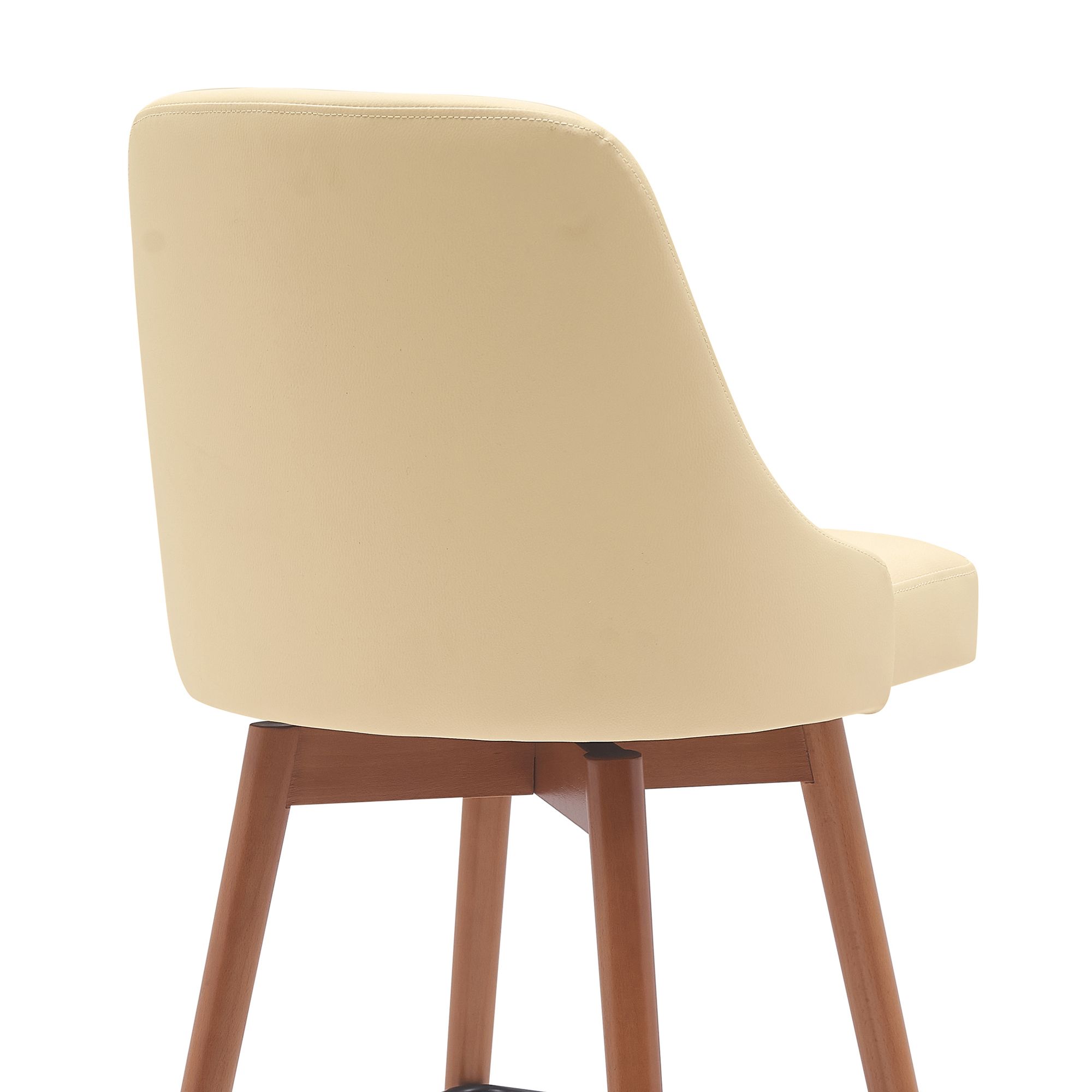 Image 6 Sicily 30 in. Swivel Barstool in Walnut Wood and Cream Faux Leather more views