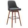 Sicily 30 in. Swivel Barstool in Walnut Wood and Grey Faux Leather