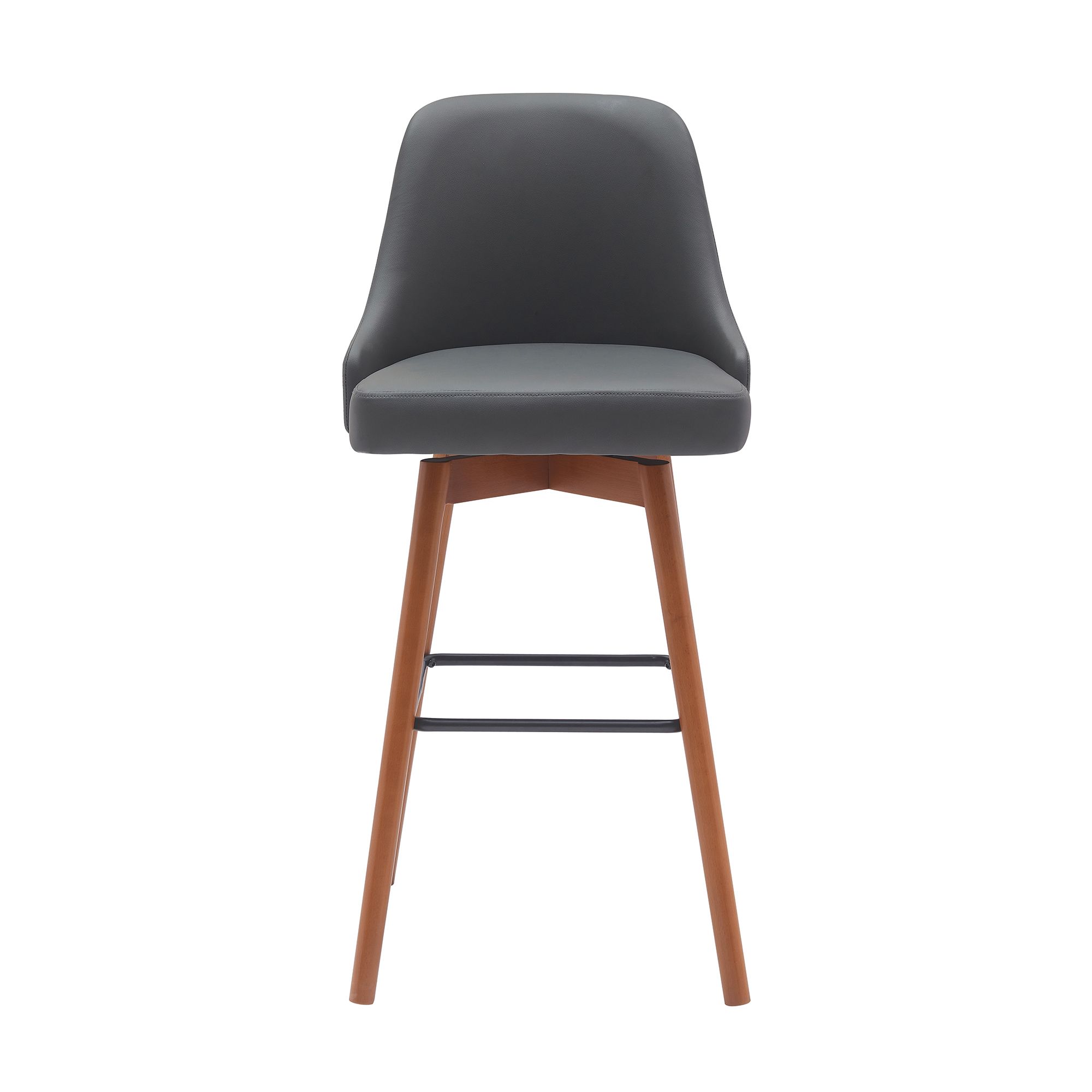 Image 3 Sicily 30 in. Swivel Barstool in Walnut Wood and Grey Faux Leather more views
