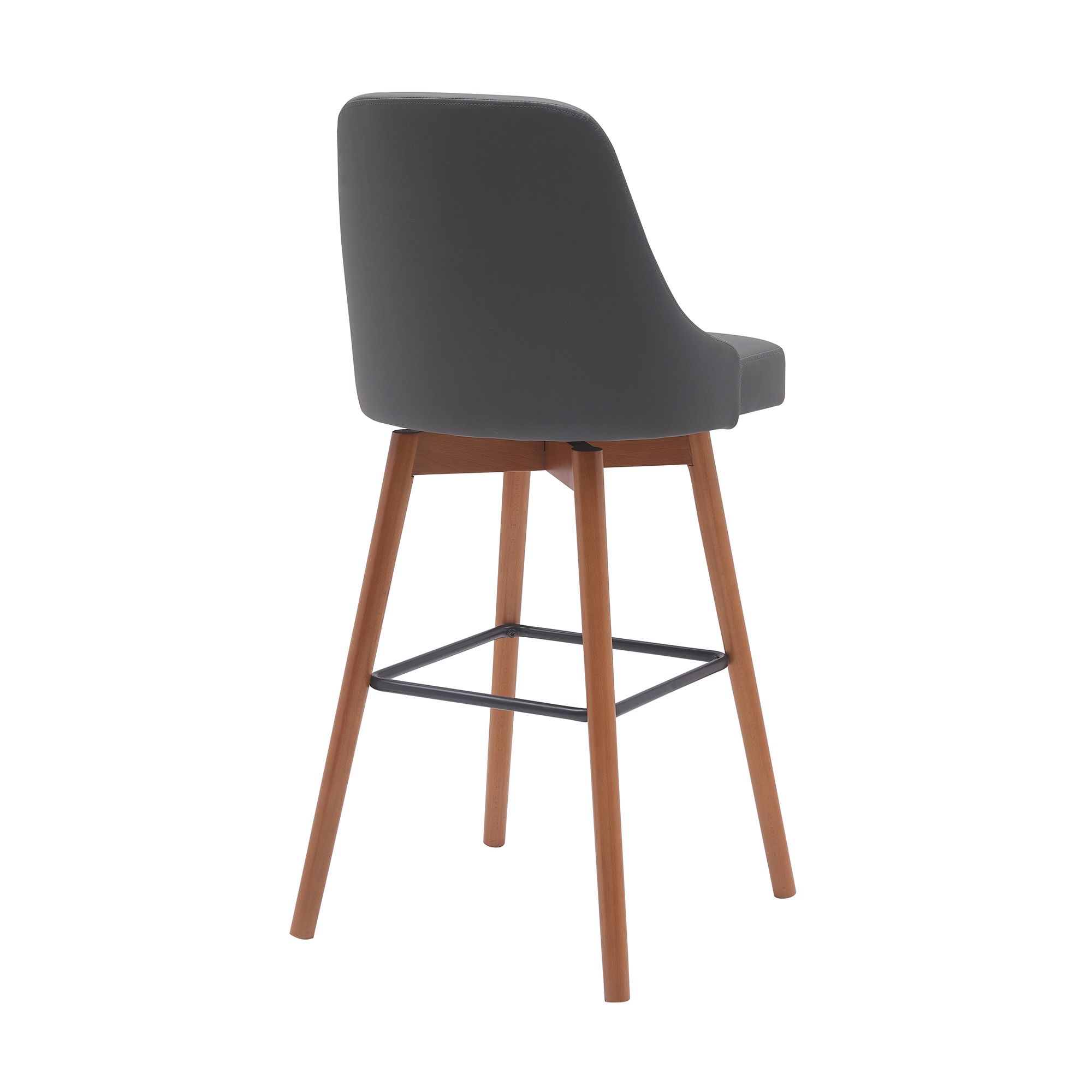 Image 4 Sicily 30 in. Swivel Barstool in Walnut Wood and Grey Faux Leather more views