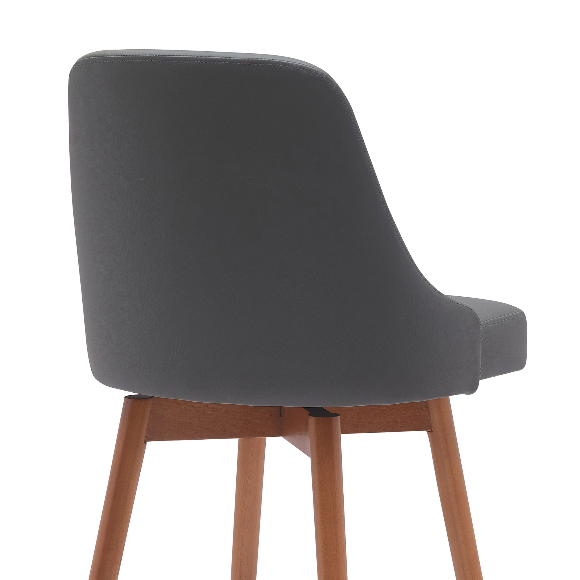 Image 6 Sicily 30 in. Swivel Barstool in Walnut Wood and Grey Faux Leather more views