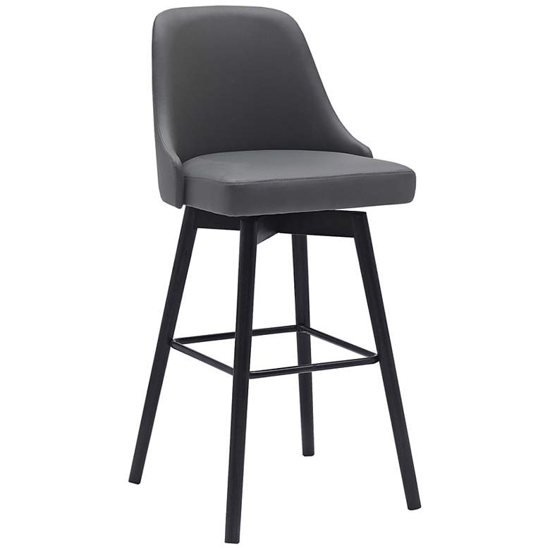 Image 2 Sicily 30" Gray Faux Leather Swivel Bar Stool