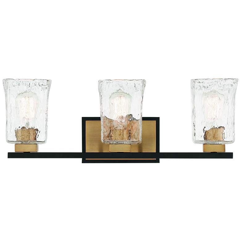 Image 1 Sidney 23"W Matte Black with Warm Brass 3-Light Bath Light
