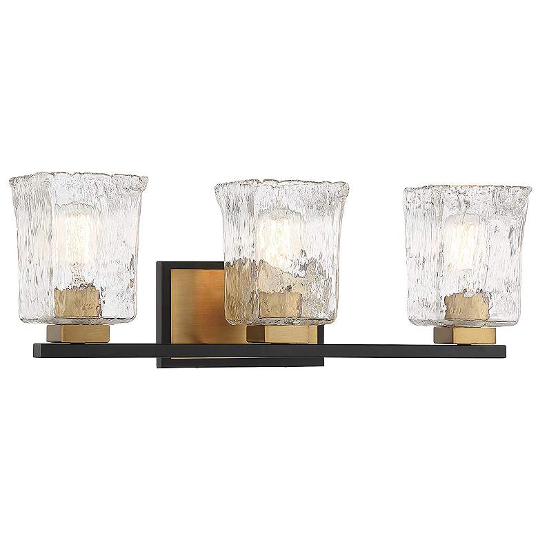 Image 6 Sidney 23"W Matte Black with Warm Brass 3-Light Bath Light more views