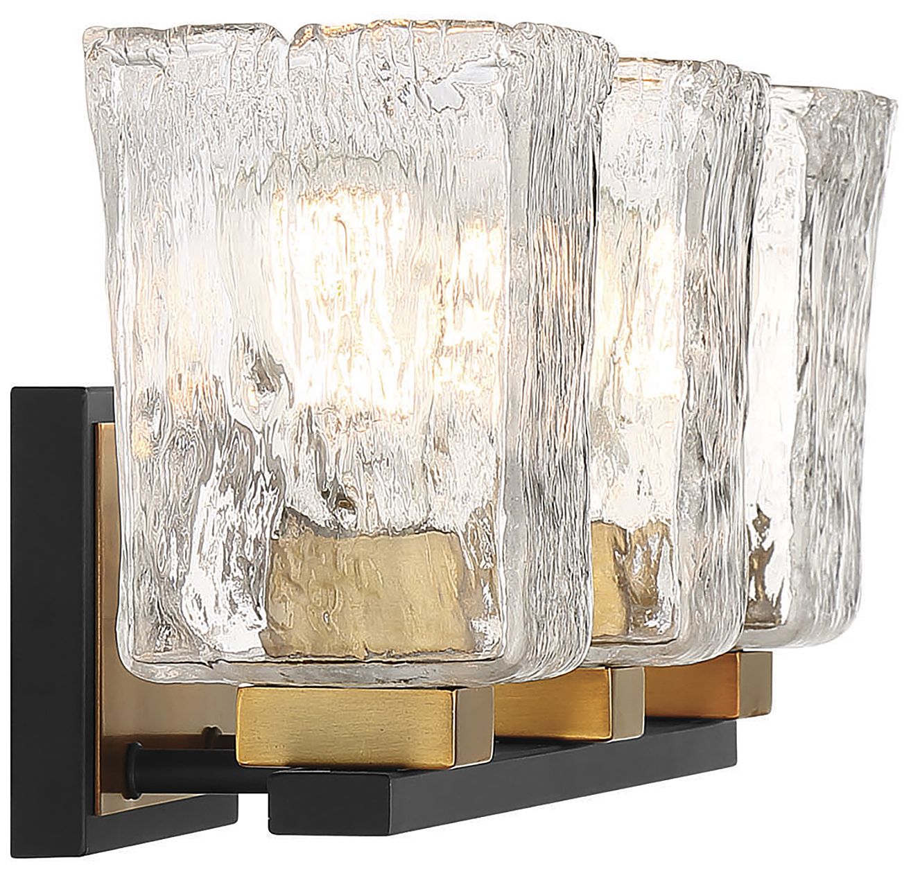 Image 4 Sidney 3-Light Bathroom Vanity Light in Matte Black with Warm Brass Accents more views
