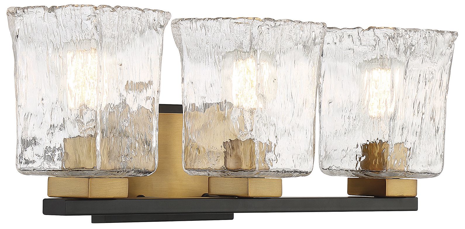 Image 5 Sidney 3-Light Bathroom Vanity Light in Matte Black with Warm Brass Accents more views