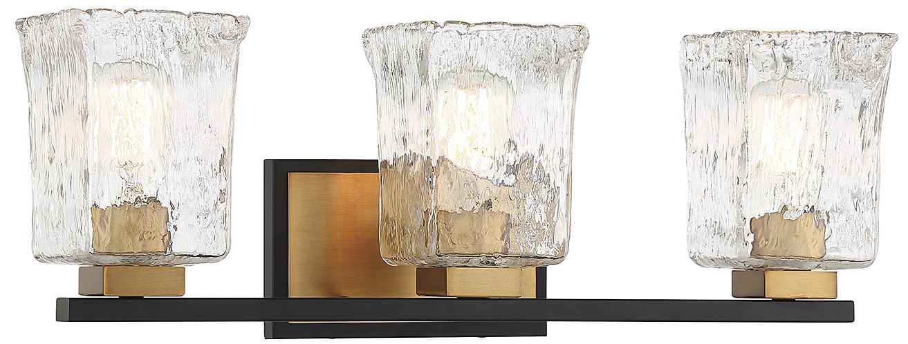 Image 6 Sidney 3-Light Bathroom Vanity Light in Matte Black with Warm Brass Accents more views