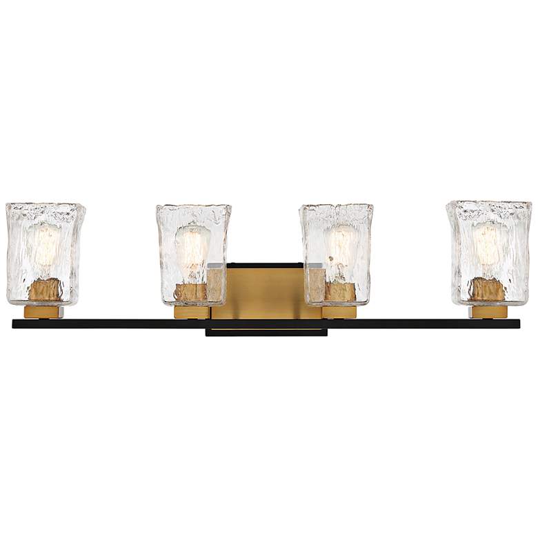 Image 1 Sidney 32"W Matte Black with Warm Brass 4-Light Bath Light