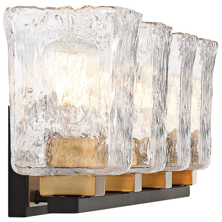 Image 3 Sidney 32"W Matte Black with Warm Brass 4-Light Bath Light more views