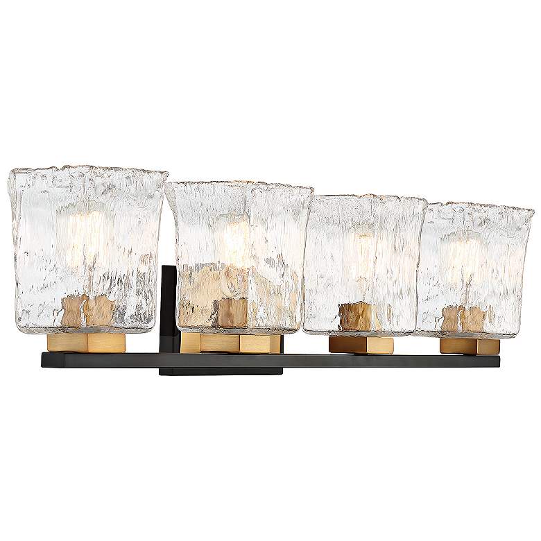 Image 4 Sidney 32"W Matte Black with Warm Brass 4-Light Bath Light more views