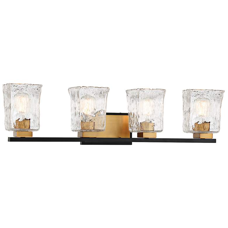 Image 5 Sidney 32"W Matte Black with Warm Brass 4-Light Bath Light more views