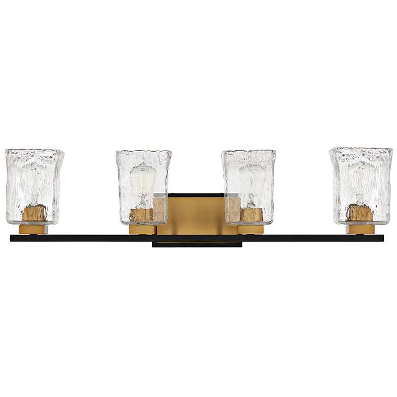 Image 6 Sidney 32"W Matte Black with Warm Brass 4-Light Bath Light more views