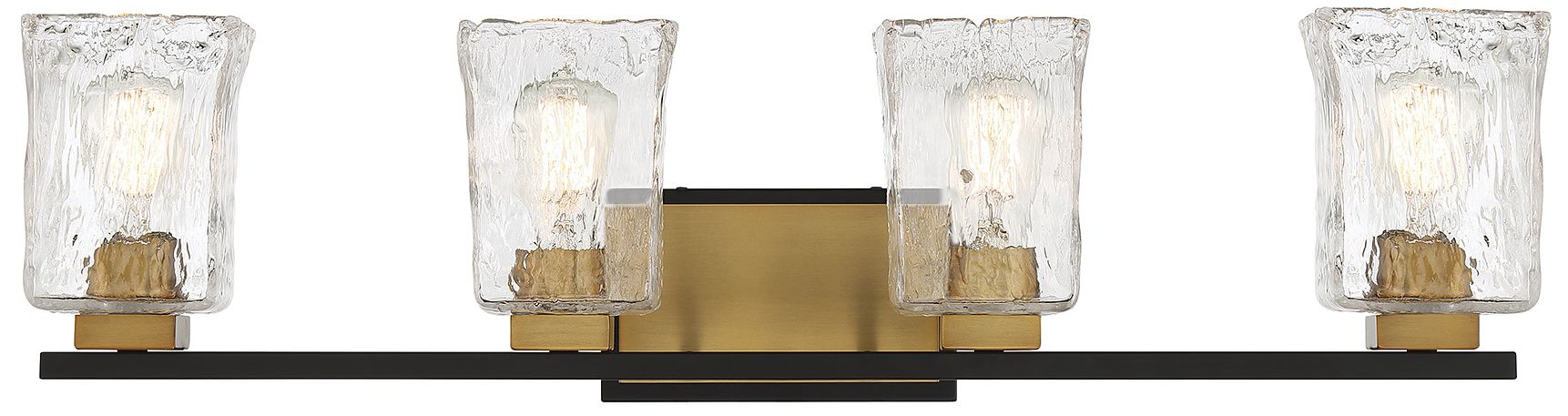 Sidney 4-Light Bathroom Vanity Light in Matte Black with Warm Brass Accents
