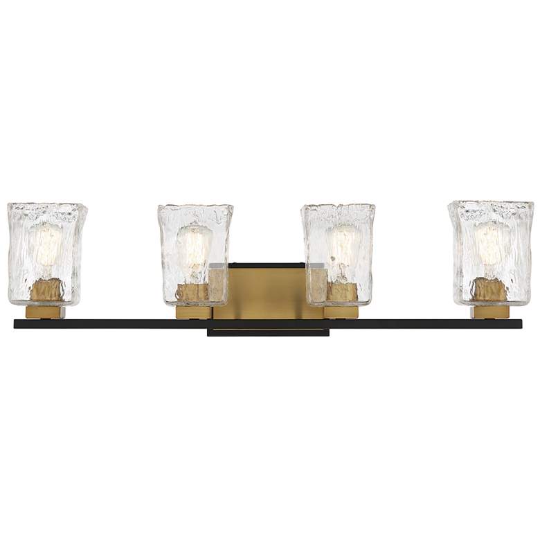 Image 1 Sidney 4-Light Bathroom Vanity Light in Matte Black with Warm Brass Accents