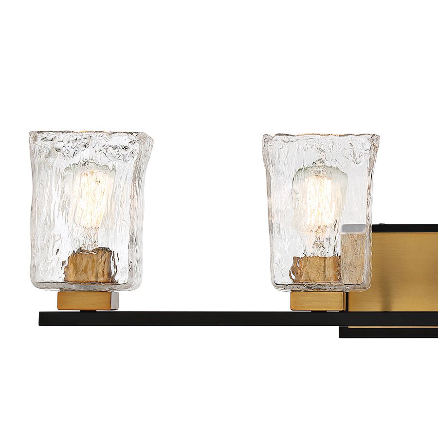 Image 2 Sidney 4-Light Bathroom Vanity Light in Matte Black with Warm Brass Accents more views