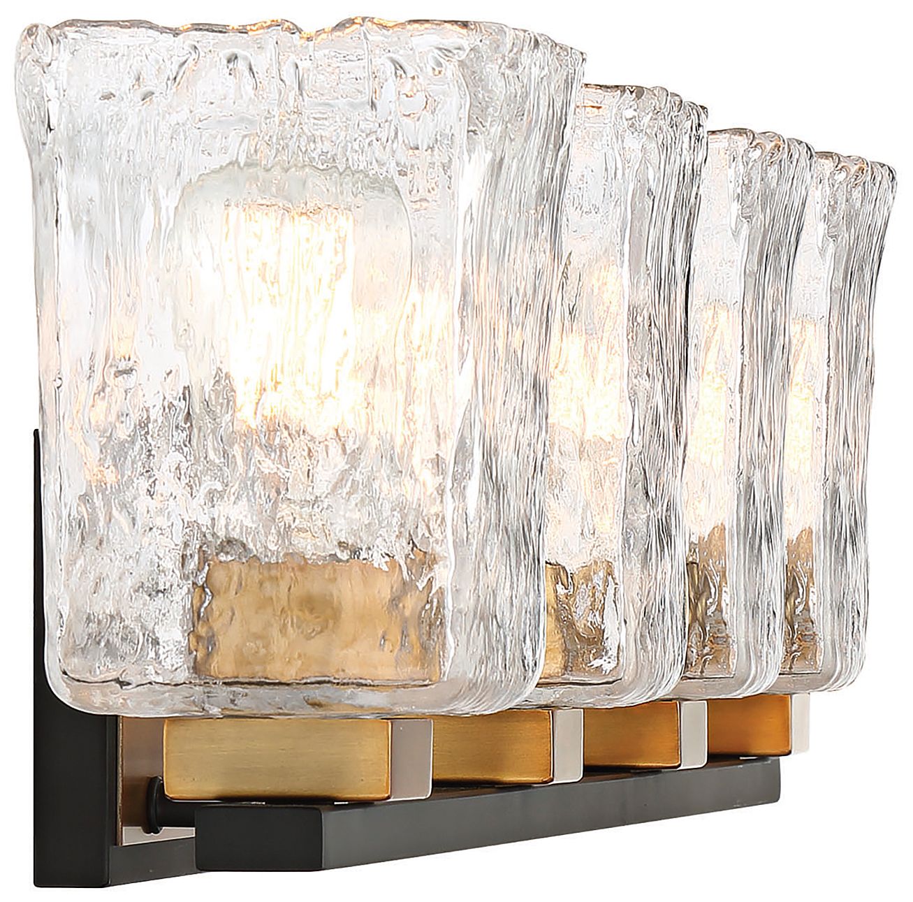 Image 3 Sidney 4-Light Bathroom Vanity Light in Matte Black with Warm Brass Accents more views