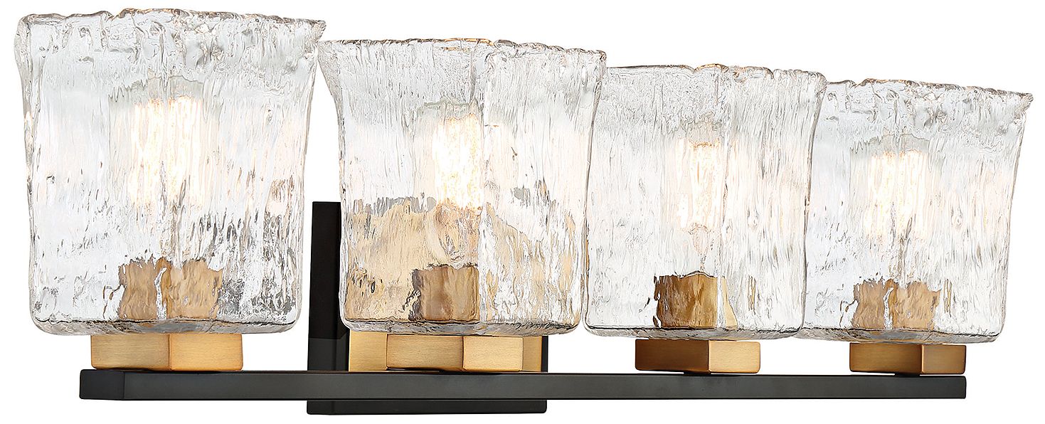 Image 4 Sidney 4-Light Bathroom Vanity Light in Matte Black with Warm Brass Accents more views