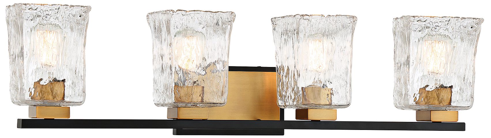 Image 5 Sidney 4-Light Bathroom Vanity Light in Matte Black with Warm Brass Accents more views
